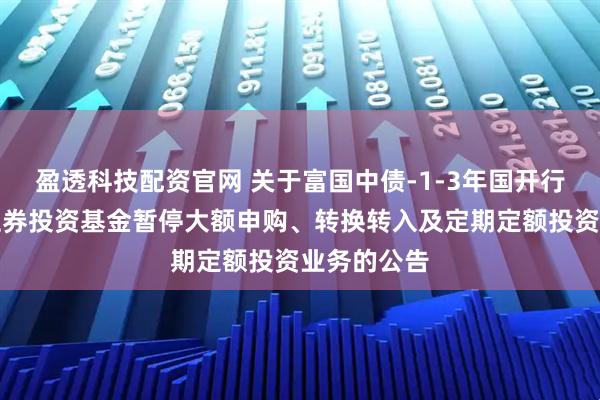 盈透科技配资官网 关于富国中债-1-3年国开行债券指数证券投资基金暂停大额申购、转换转入及定期定额投资业务的公告