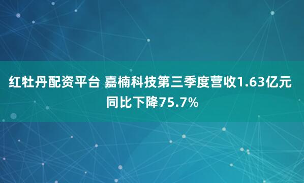 红牡丹配资平台 嘉楠科技第三季度营收1.63亿元 同比下降75.7%
